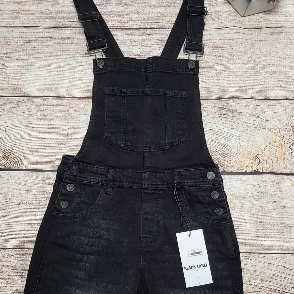 NEW!!! Women's BLACK LABEL denim black overall shorts